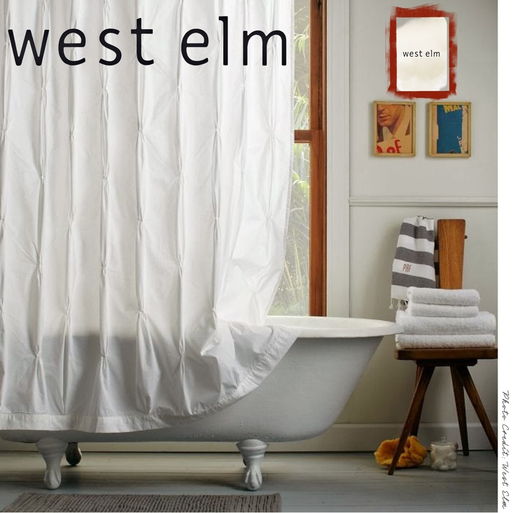 West Elm • 🆕 • Pintuck Shower Curtain • White • 100% Cotton
